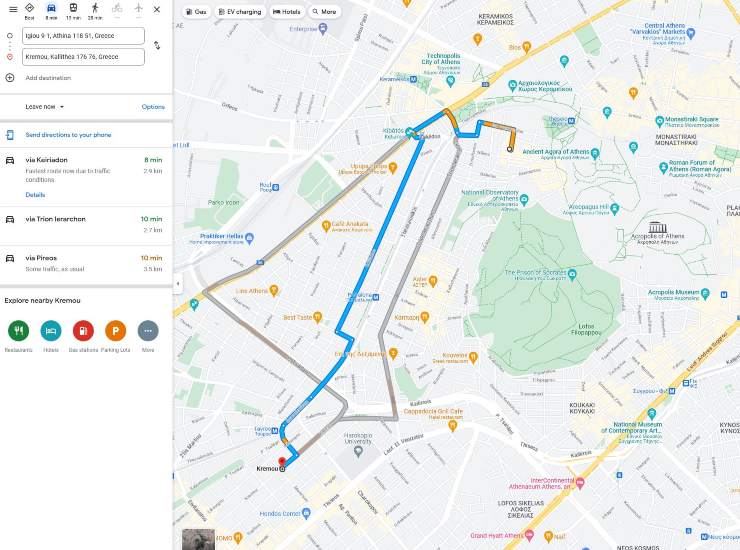 Elaborazione del percorso Google Maps
